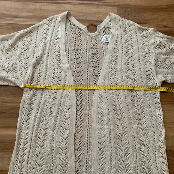 C EST. 1946 Beige Crochet Acrylic Boho Duster Size 18/20 Open Front NWT - Picture 3 of 10